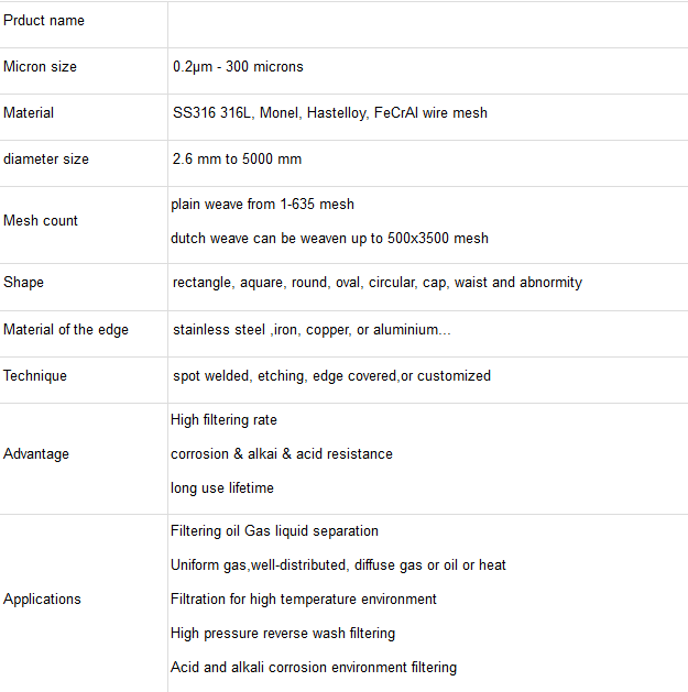 Stainless steel dutch filter disc